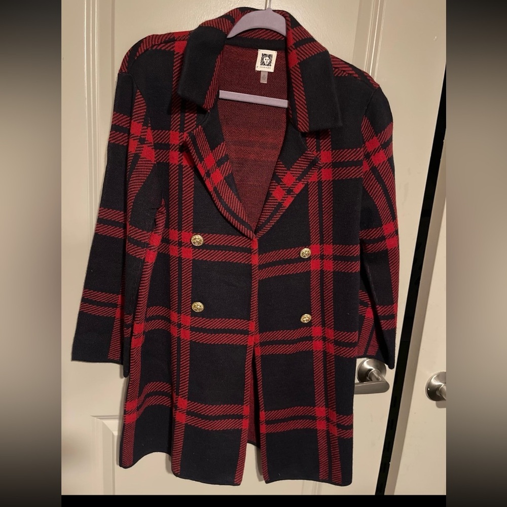 Anne Klein Red and Navy Blue Jacket - M - Picture 2 of 4